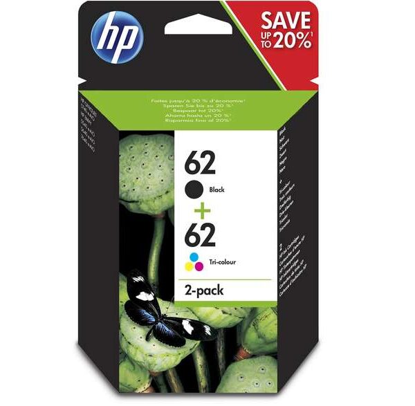 Pack de 2 cartouches d’encre HP 62 d’origine — Noir + Tricolore