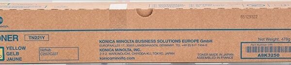 Toner Konica Minolta TN221 / A8K3250 — Jaune — original — 21 000 pages